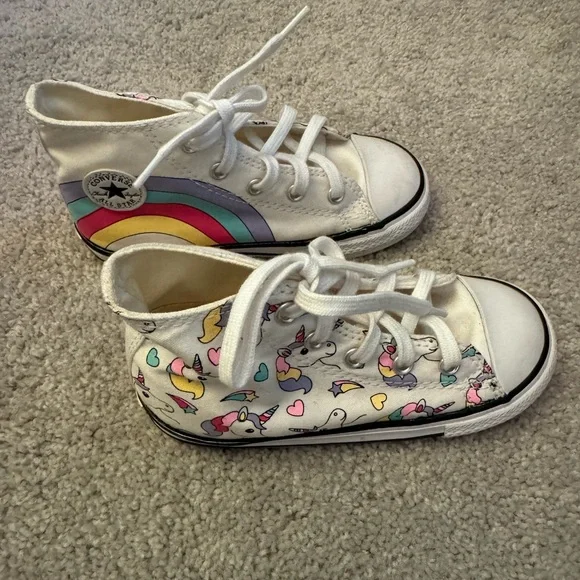 Converse Kids’ Chuck Taylor All Star High Top Sneaker, 9M, White / Unicorn - Picture 4 of 8